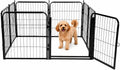 Black 40 inch tall metal dog playpen with eight panels and wide door – view 4