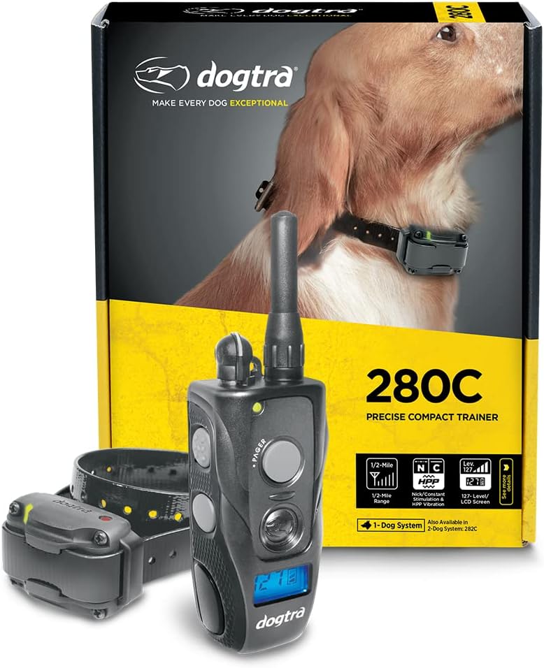 Remote dog training collar with LCD transmitter, 1/2 mile range