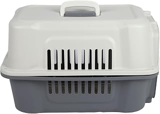 Plastic Pet Carrier for Small Dogs and Cats, Hard-Sided, with Lockable Window, 4-Side Ventilation
