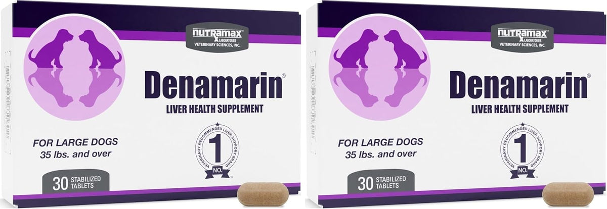 Two boxes of SAMe and silybin coated liver supplement tablets for large dogs