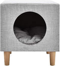 Solid Wood Footstool with Smooth Leather and Pet Nest