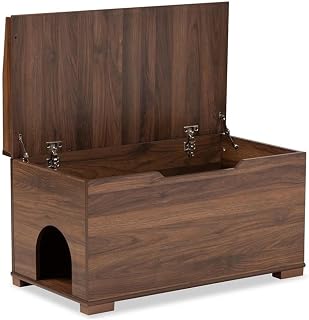 Baxton Studio Mariam Modern Walnut Brown Wood Cat Litter Box Cover House