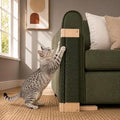 Modern Cat Scratching Post with Sisal Rope, Green Fabric Cover, Natural Wood Base, 18x12x24 Inch