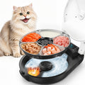 Black automatic wet food feeder with stainless steel bowls