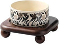 Ceramic Cat Bowl with Wooden Stand, Elevated Anti-Slip Pet Feeder