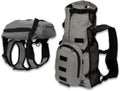Gray walk-on backpack dog carrier with harness for small dogs