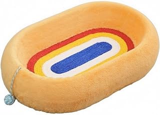 Cat Scratcher Board with Soft Padded Rest Area and Built-In Scratching Surface, Yellow Oval