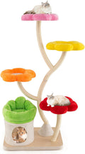 65 inch gray cat tree with flower-shaped platforms and condo – view 2