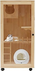 Wooden Kitten House, 3-Tier Indoor Condo Furniture, Pine, 60 x 60 x 120 cm