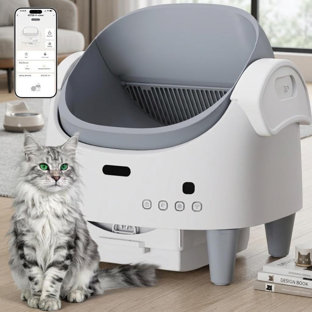 Automatic self-cleaning multi-cat litter box with app control – view 3