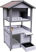 Three-Story Outdoor Cat House with Balcony