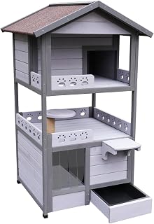 Three-Story Outdoor Cat House with Balcony