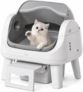 Open-top automatic cat litter box with wide entrance and low step