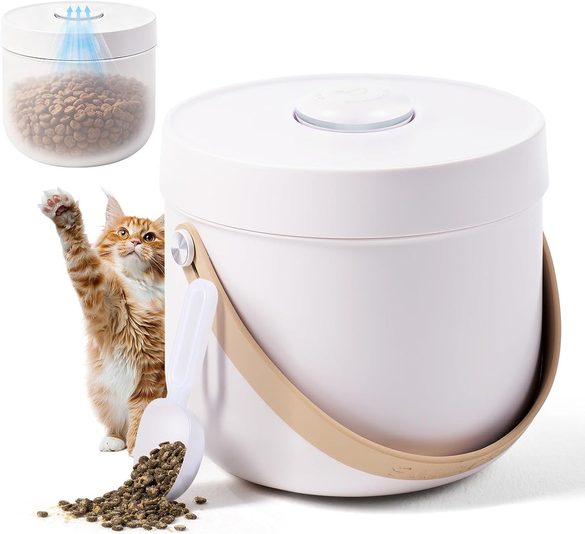 Vacuum-seal pet food storage container with scoop – view 2
