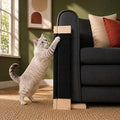 Modern Sofa Armrest Cat Scratching Post, Black Sisal with Natural Wood Base