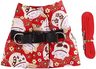 Cat and Small Medium Dog Harness and Leash Set, Cherry Blossoms Print, with Bows