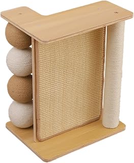 L-Shaped Cat Scratching Pad, Compact Stable Corner Scratcher for Kittens, Sofa Side, Indoor Use, Light Brown