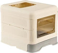 Fully Enclosed Foldable Cat Litter Box, Dark Gray
