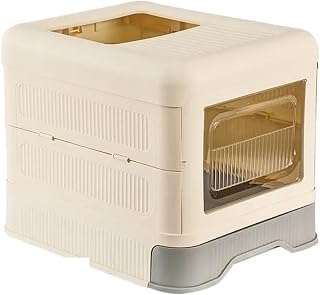 Fully Enclosed Foldable Cat Litter Box, Dark Gray