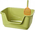 Uncovered Cat Litter Tray with Molded Base and Low Entry, Green, Large