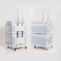Double-Layer Rolling Pet Carrier for 2 Cats, Stackable with Mesh Windows and Removable Compartments, Blue