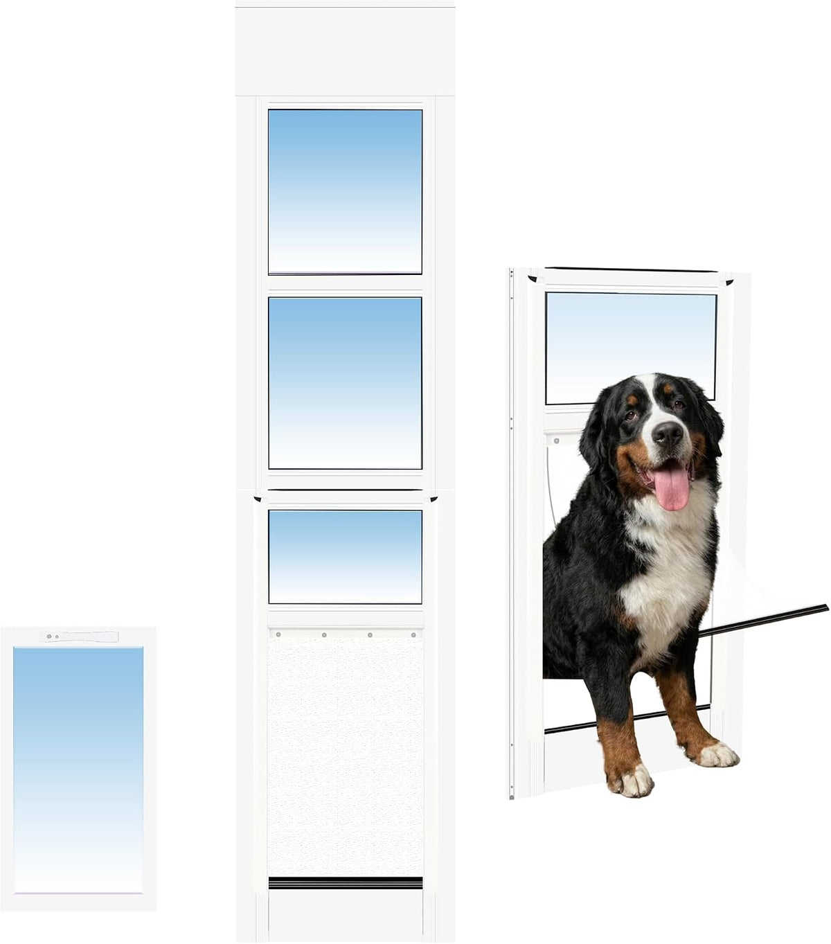 XL dog door panel installed in a sliding glass door