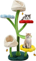 Flower Cat Tree, 65 Inch Tall Cat Tower with 6 Detachable Tiers and Flower-Shaped Platforms, Colorful