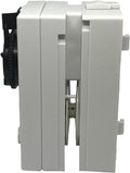 Pet door motor mounted above a vertical sliding dog door panel