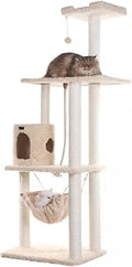 Armarkat 70 Inch Real Wood Cat Furniture, Ultra Thick Faux Fur Covered Cat Condo, A7005, Beige
