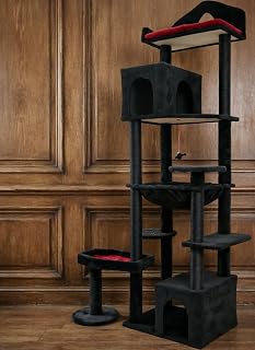 82.3-Inch Gothic Multi-Level Cat Tree, Black