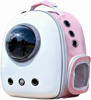 Cat Backpack Carrier for Kittens, Padded Adjustable Straps, Pink Gray Frame