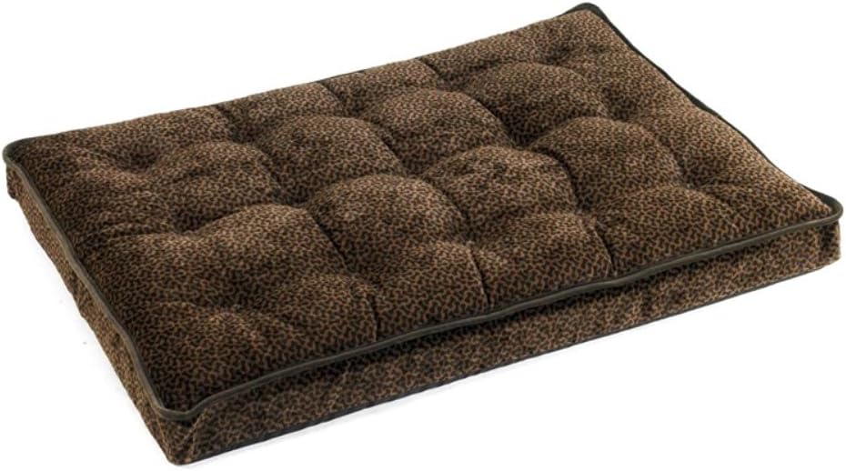 Medium micro velvet crate mattress dog bed with chocolate bones pattern