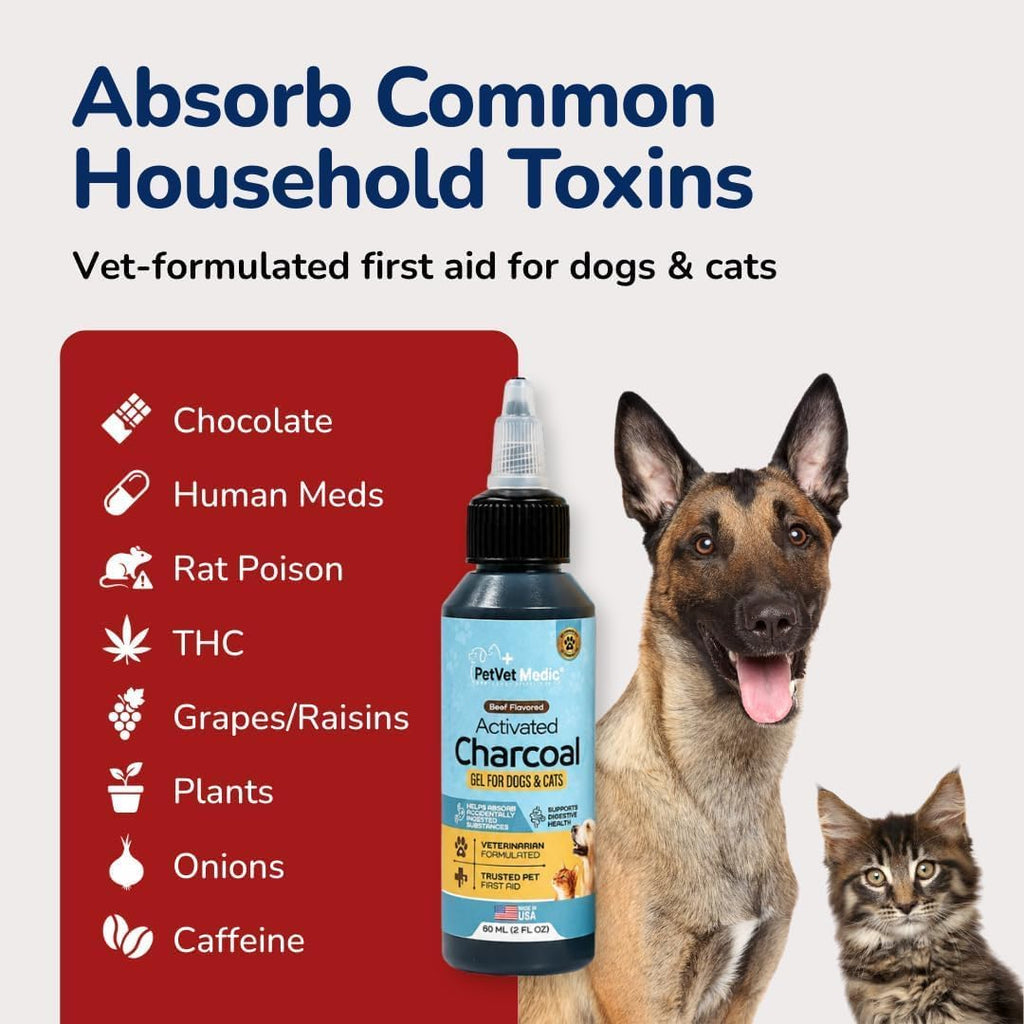 60 mL tube of beef-flavored activated charcoal gel for dogs and cats