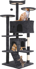 54 inch dark gray cat tree tower with plush perch and condo