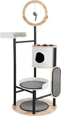 66-Inch Multi-Level Cat Furniture with Scratching Post and Hammock