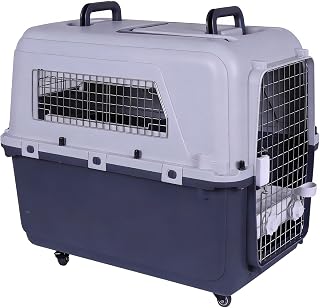 Large Dog Crate Pet Carrier with Reinforced Metal Door