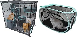 Kitty City Catio Mega Kit and Outdoor Play Kennel with 10' Tunnels, Portable Mesh, Indoor and Outdoor Use