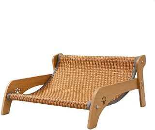 Rattan-Style Cat Lounger with Armrests, Sturdy Elevated Chair