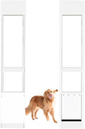 Large dog door panel installed in a sliding glass door track