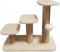 Real Wood 3-Tier Cat Climbing Step with Toy and Sisal Post, Rounded Corners