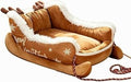Christmas Sled Cat Bed with Snowflake Print and Christmas Decoration for Small Pets, Size L