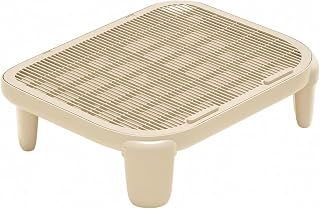 Lightweight Slatted Grid Litter Tray Mat with Rounded Corner Frame, Beige