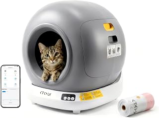 Self-Cleaning Automatic Cat Litter Box, Compact Footprint for Small Spaces, Dual Safety Sensors, Jam Auto-Stop, App Control