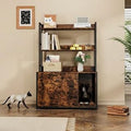 GarveeLife 52 Inch Cat Litter Box Enclosure with Storage Shelves, Dog-Proof, Wood Cabinet, Brown