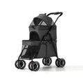 Khaki double pet stroller with two stacked carriages – view 3