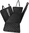 Black leather dog back seat hammock with zippers in a compact SUV