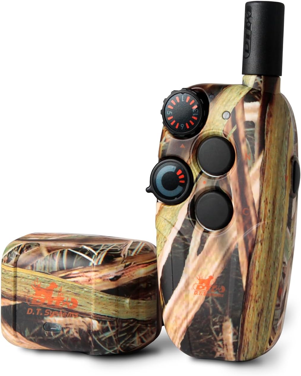 Camo remote dog training collar with handheld transmitter