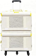 Double-Layer Rolling Pet Carrier for 2 Cats with Mesh Windows and 360-Degree Wheels