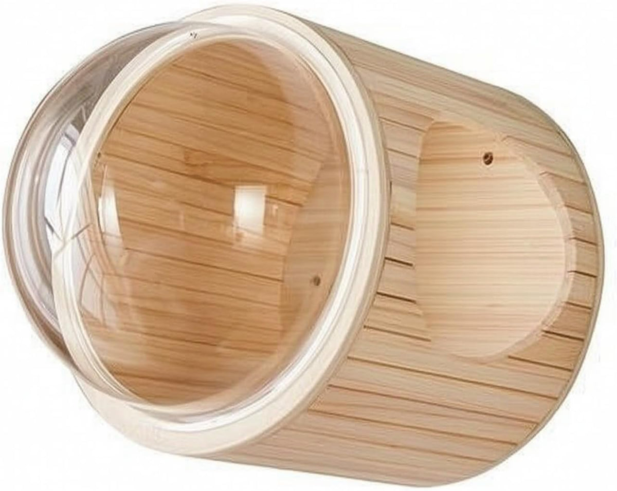 Wall-mounted light wood cat capsule shelf with round openings