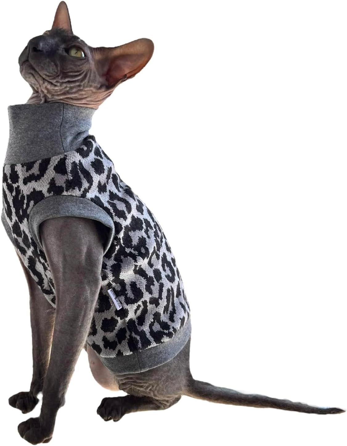 Pale ghost colored turtleneck sweater for a Sphynx cat – view 11